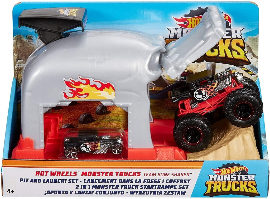 Hot Wheels GKY02 Monster Trucks Pit and Launch Bone Shaker Playset - TOYBOX Toy Shop Cyprus