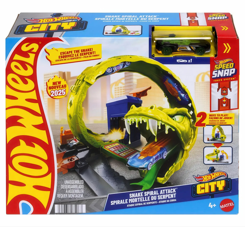 Hot Wheels Toy Car Track Set Snake Spiral Attack Playset