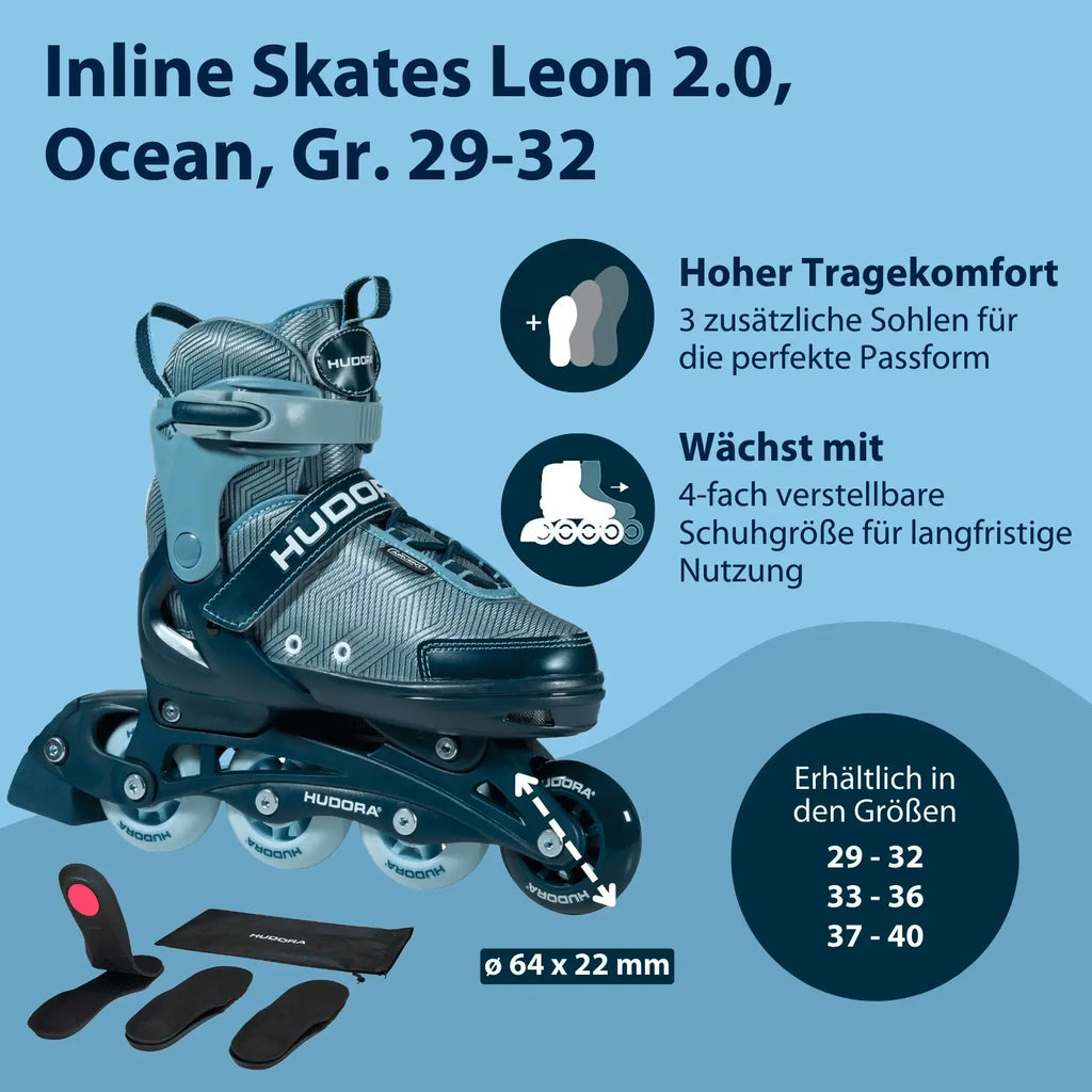 Hudora Leon 2.0 Inline Skates, Size 37-40