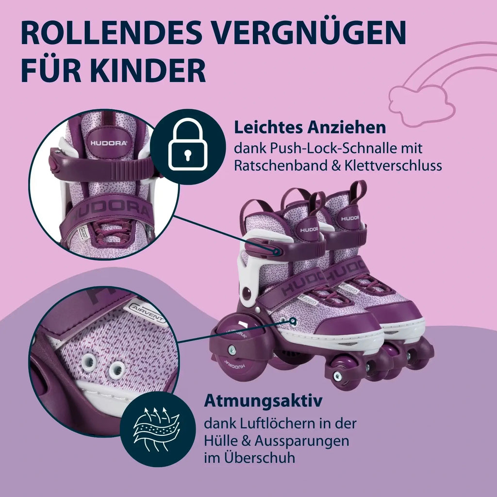 Hudora My First Quad Roller Skates, Lavender, Size 30-33