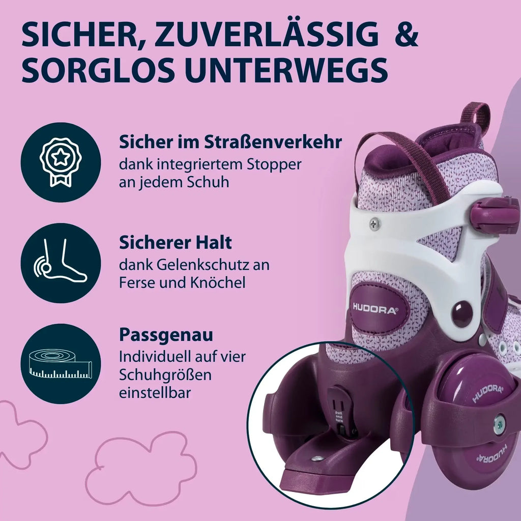 Hudora My First Quad Roller Skates, Lavender, Size 30-33