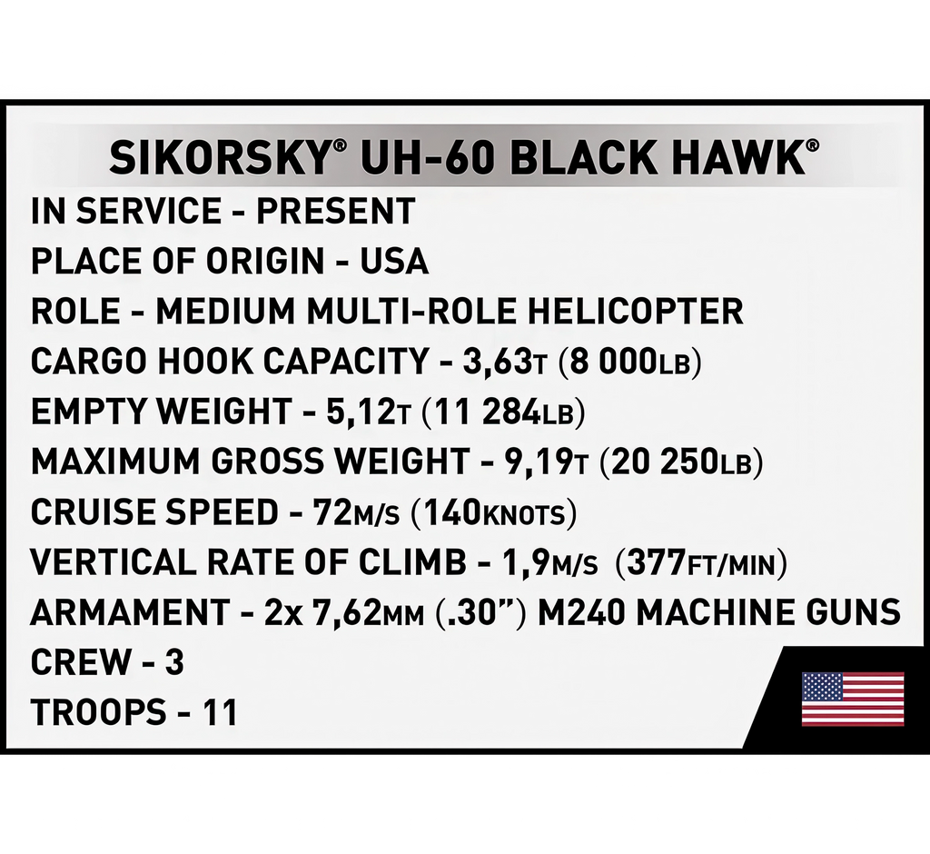 COBI Sikorsky Uh-60 Black Hawk Military Helicopter Model Kit