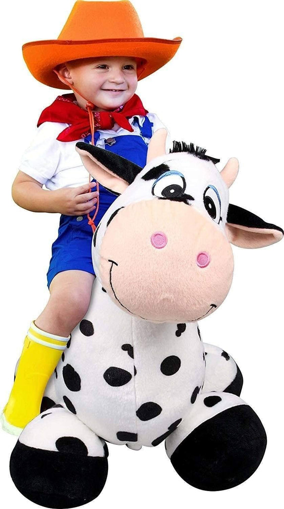 Inflate-A-Mals Inflatable 20" Ride-On Cow Black/White - TOYBOX Toy Shop