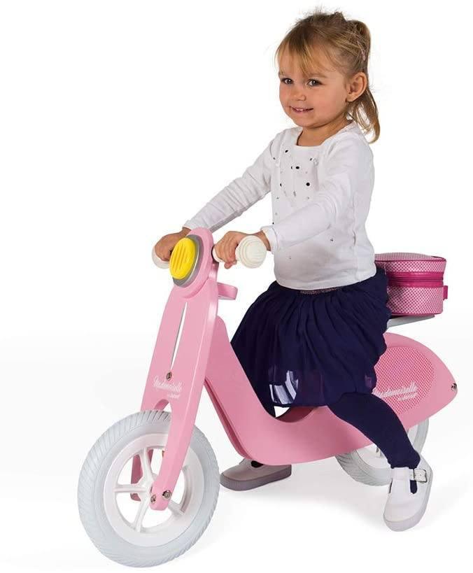 Janod - Mademoiselle Pink Wooden Retro Scooter Balance Bike - TOYBOX