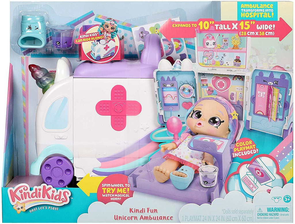 Kindi Kids Hospital Corner Unicorn Ambulance Playset - TOYBOX