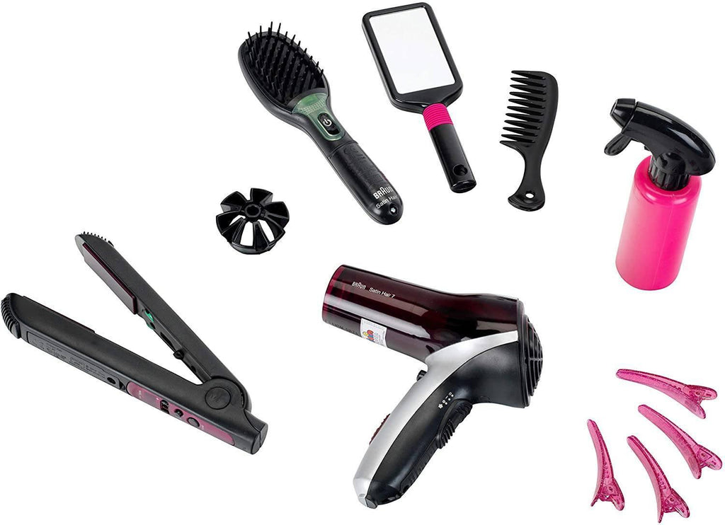 Klein 5873 Mega Hairstyling Set With Braun Satin Hair 7 Hairbrush - TOYBOX Toy Shop