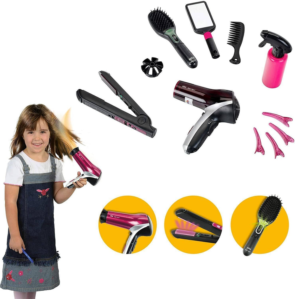 Klein 5873 Mega Hairstyling Set With Braun Satin Hair 7 Hairbrush - TOYBOX Toy Shop