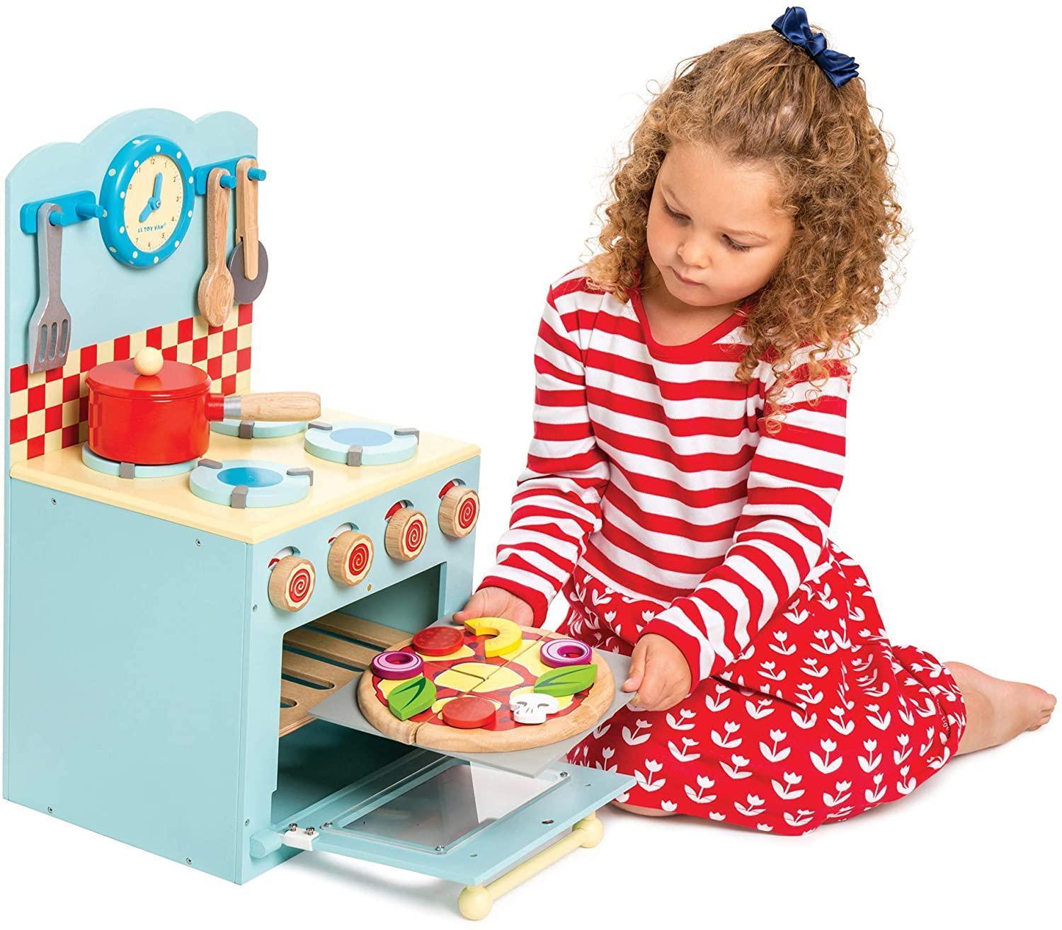 Le Toy Van Educational Wooden Honeybake Oven Hob Playset Blue