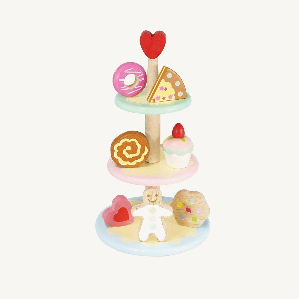 Le Toy Van Honeybake Three-Tier Cake Stand with 7 Cakes - TOYBOX Toy Shop