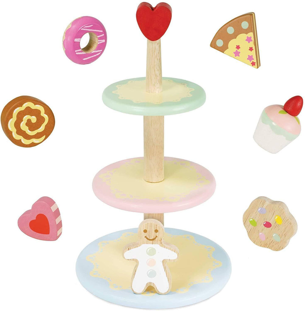 Le Toy Van Honeybake Three-Tier Cake Stand with 7 Cakes - TOYBOX Toy Shop