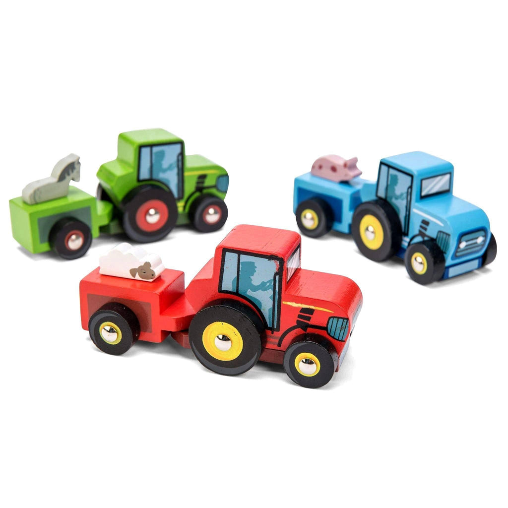 Le Toy Van Tractor Trails - Wooden Tractor With Trailer - Assorted Colours - TOYBOX Toy Shop