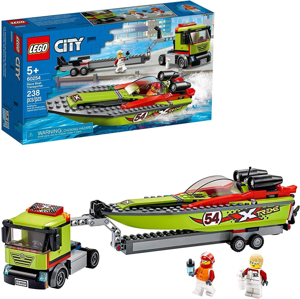 LEGO 60254 CITY Race Boat Transporter Fun Building Set for Kids - TOYBOX