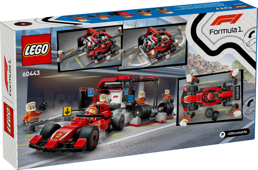 LEGO City 60443 F1® Pit Stop & Pit Crew with Ferrari Car