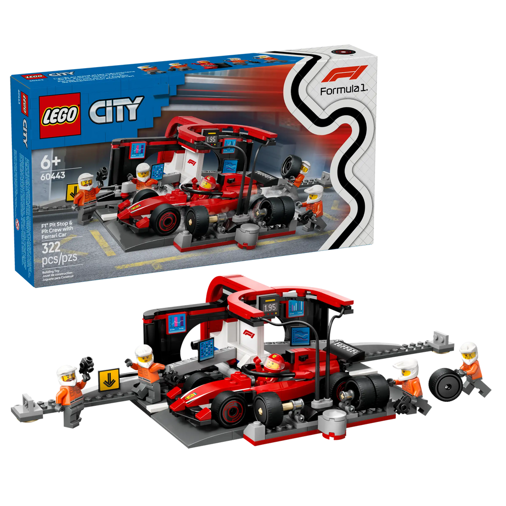 LEGO City 60443 F1® Pit Stop & Pit Crew with Ferrari Car