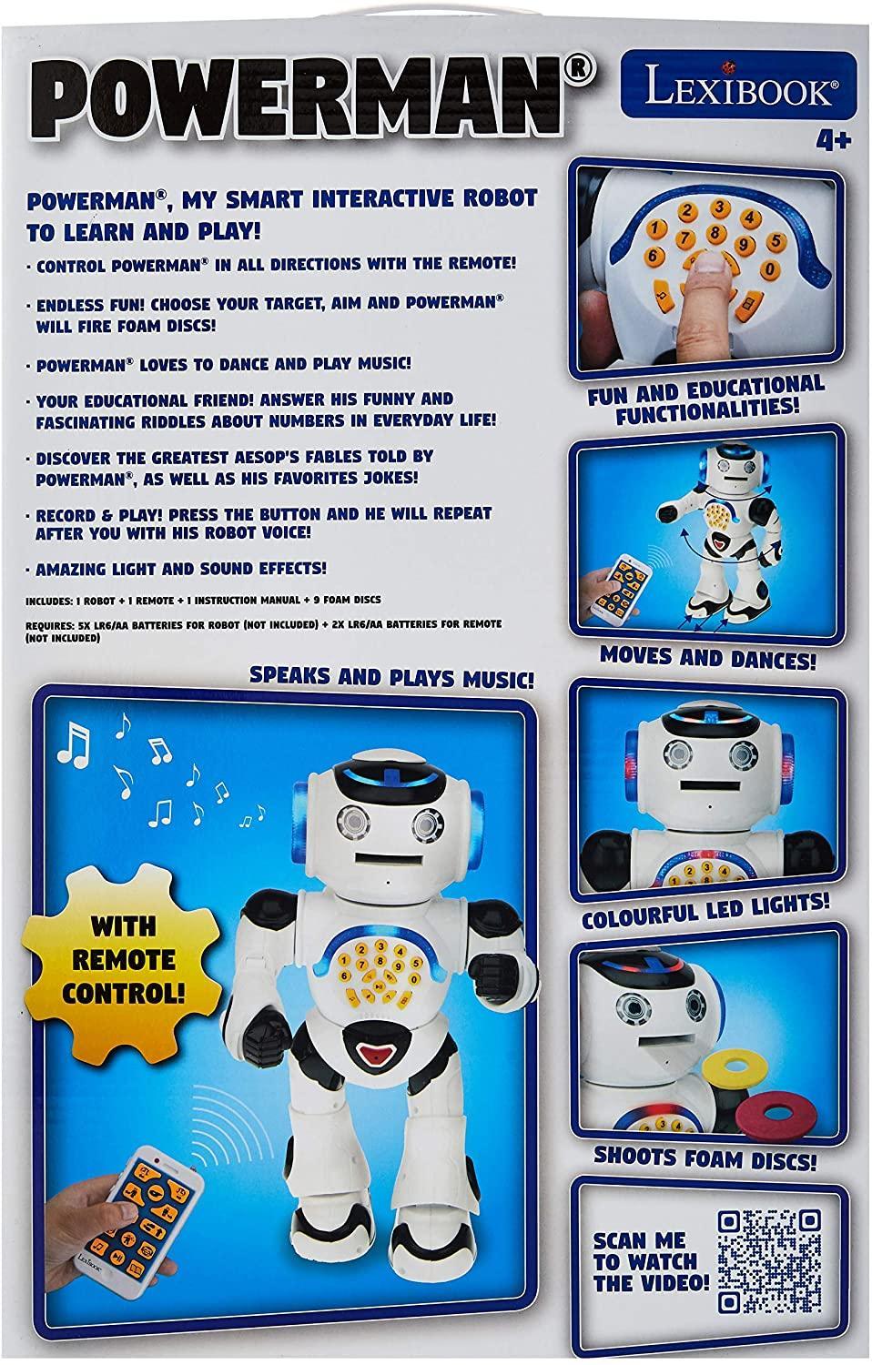 LEXIBOOK - Powerman Master Interactive Toy Robot That Reads in The Mind Toy  for Kids Dancing Plays Music Animal Quiz STEM Programmable Remote Control