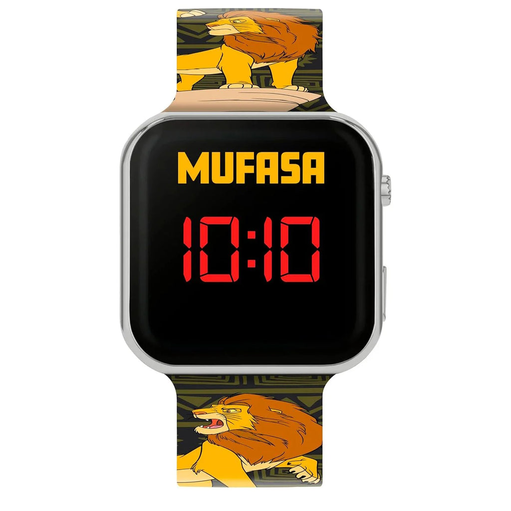 Lion King Mufasa Kids Black Silicone Strap LED Digital Watch - TOYBOX Toy Shop