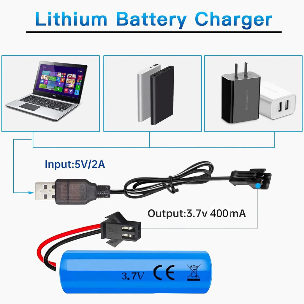 Lithium USB Battery Charger 3.7V 400mA 2-PIN - TOYBOX Toy Shop