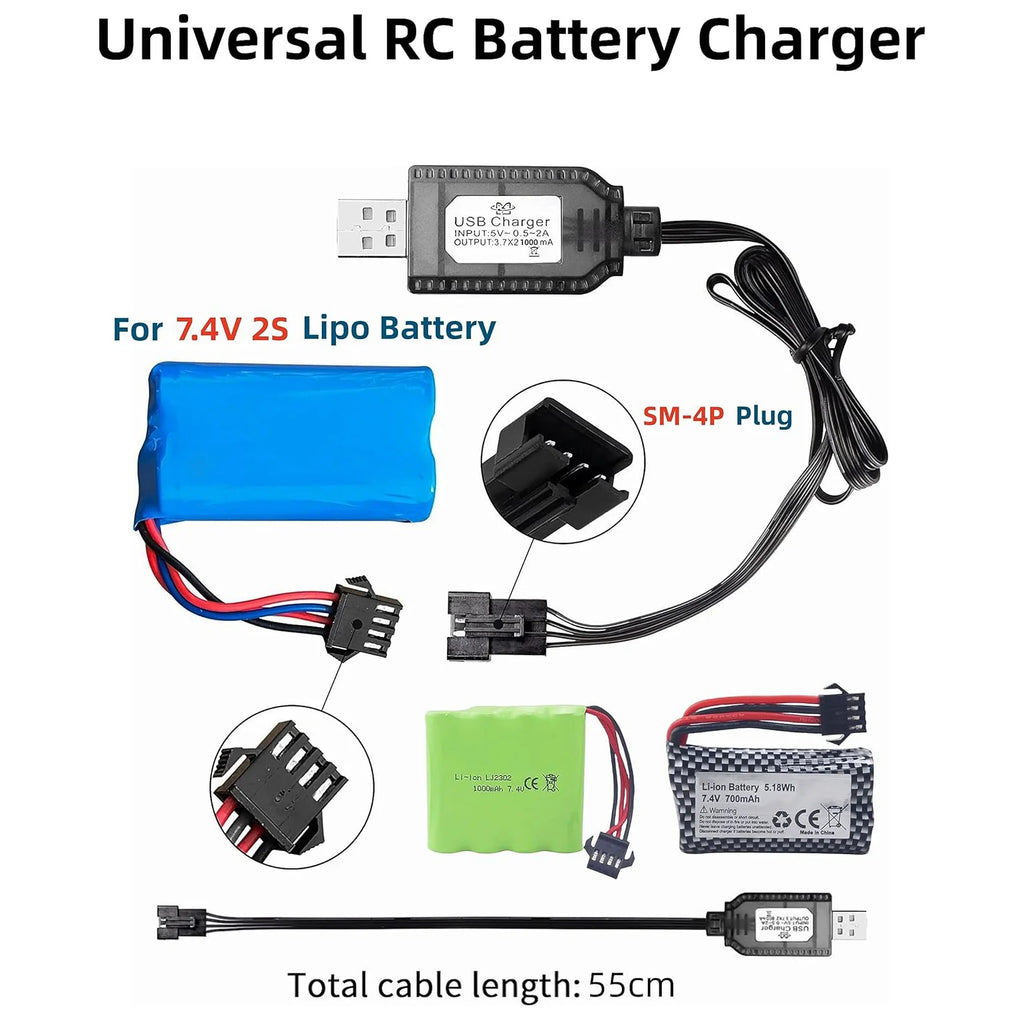 Lithium USB Battery Charger 7V 500mA 4-PIN - TOYBOX Toy Shop