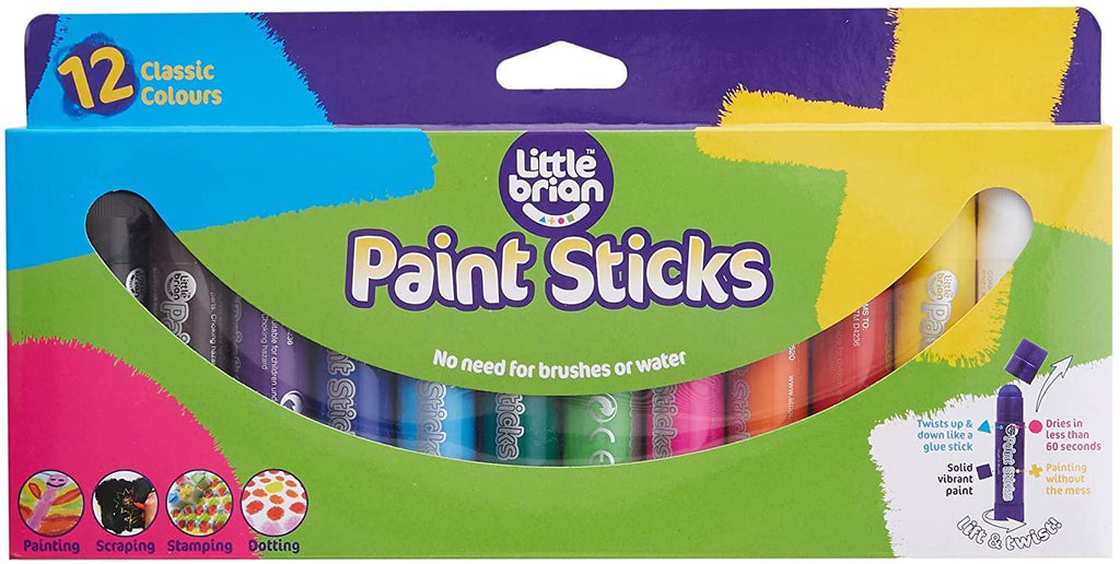 Little Brian Classic Paint Sticks 12 Pack - TOYBOX