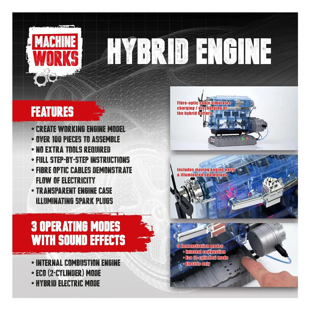 Machine Works 4 Cylinder Hybrid Engine Building Kit - TOYBOX Toy Shop