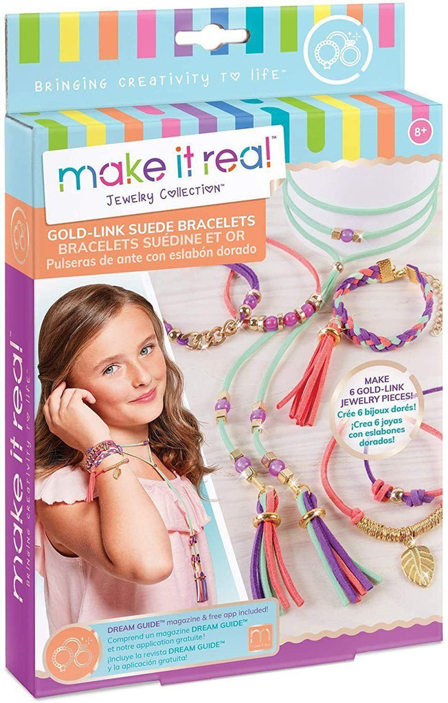 Make it Real Gold Link Jewellery Suede Bracelet & Choker Making Kit - TOYBOX Toy Shop