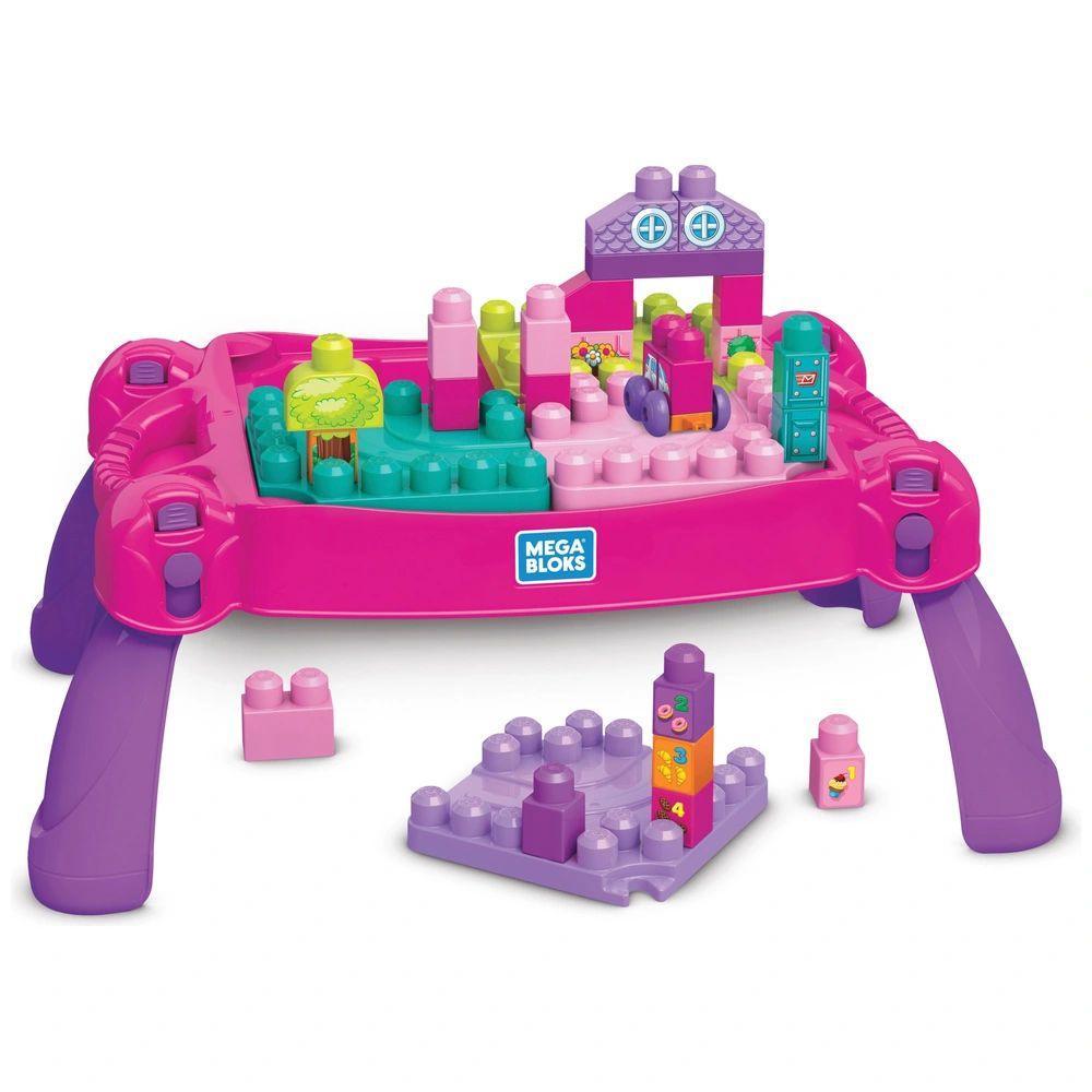 Mega Bloks Build & Learn Table Pink Educational Toy - Pink - TOYBOX