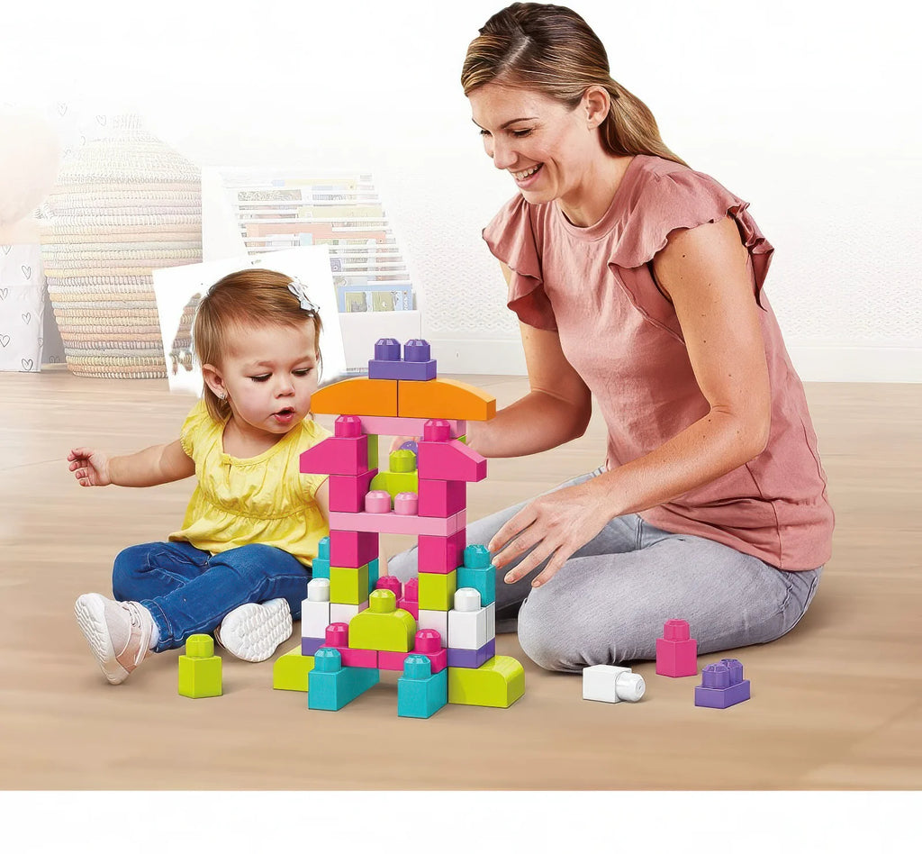 Mega Bloks Building Bag 60 Pieces - Pink