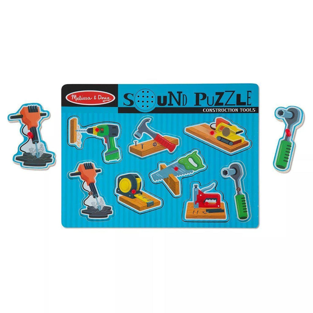 Melissa & Doug 10733 Construction Tools Sound Puzzle - Wooden Peg Puzzle (8pc) - TOYBOX Toy Shop