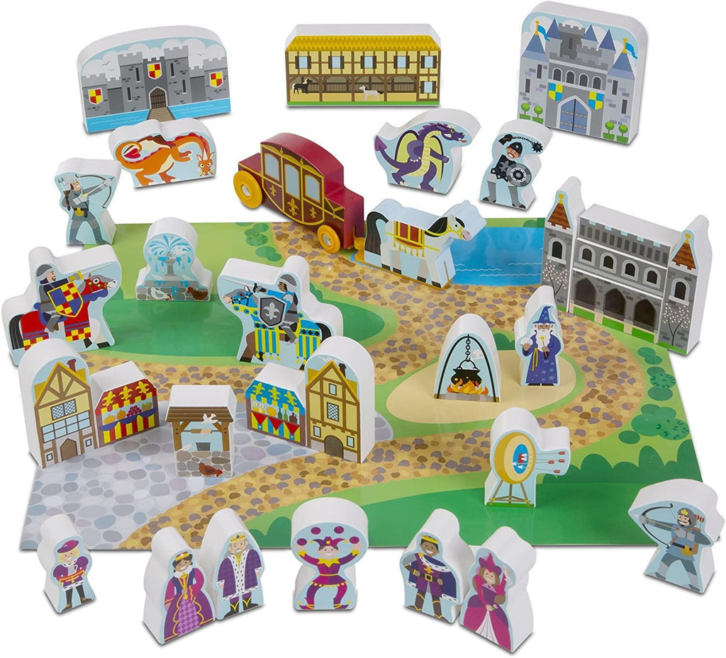 Melissa & Doug 10979 Wooden Town Play Set With Storage Tray (32pc) - TOYBOX Toy Shop