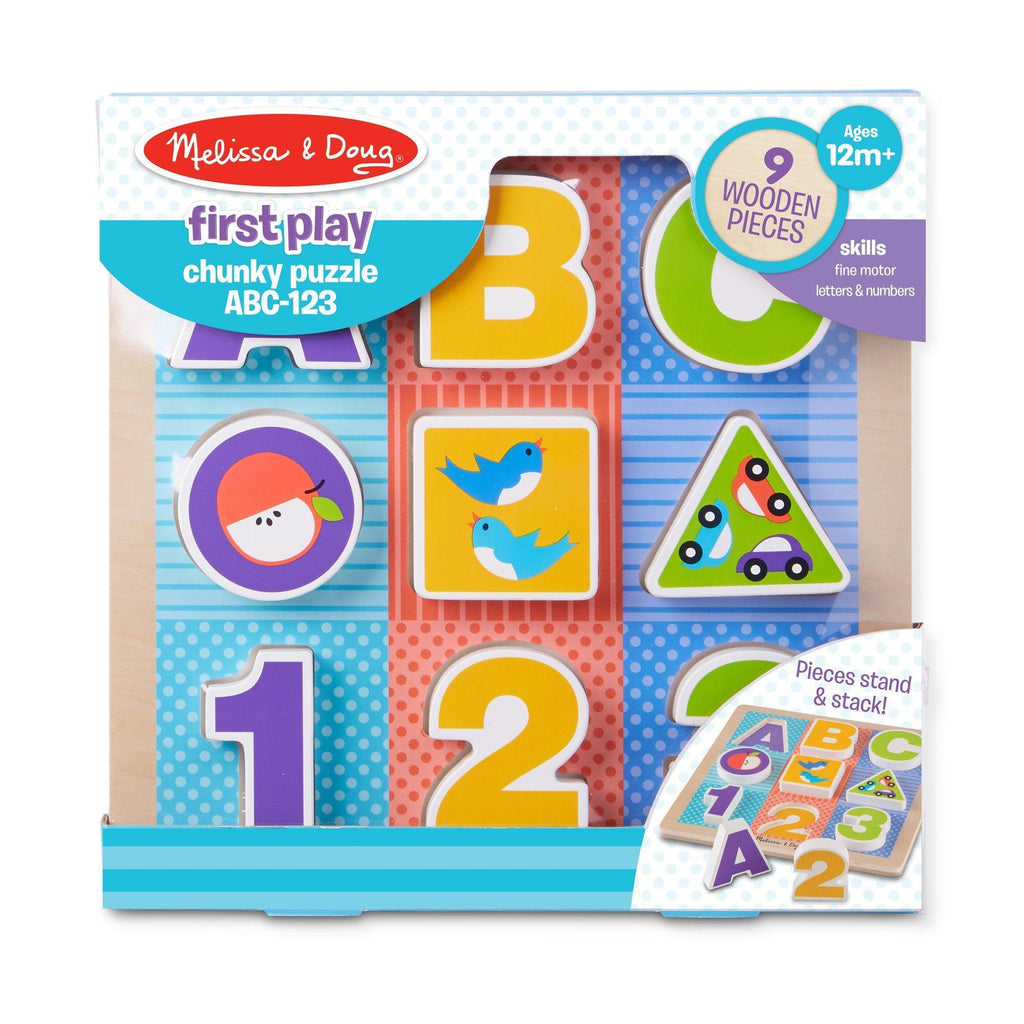 Melissa & Doug 11899 First Play Wooden ABC-123 Chunky Puzzle - TOYBOX
