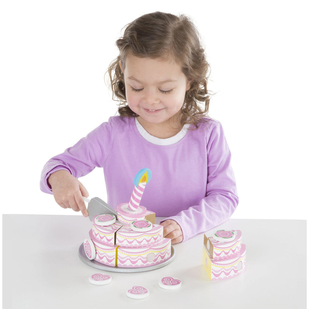 Melissa & Doug 14069 Triple-Layer Party Cake - Wooden Play Food - TOYBOX Toy Shop