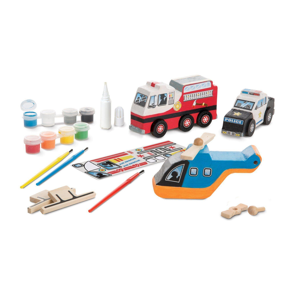 Melissa & Doug 19528 Created by Me! Rescue Vehicles Wooden Craft Kit - TOYBOX Toy Shop