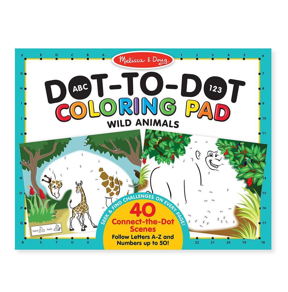 Melissa & Doug ABC 123 Dot-to-Dot Coloring Pad - Wild Animals - TOYBOX Toy Shop