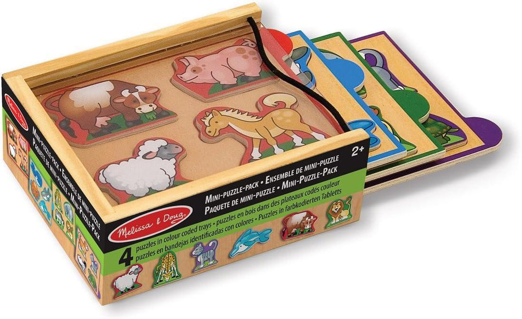 Melissa & Doug Animals Mini-Puzzle Pack & Wooden Toy Peg Puzzle - TOYBOX Toy Shop