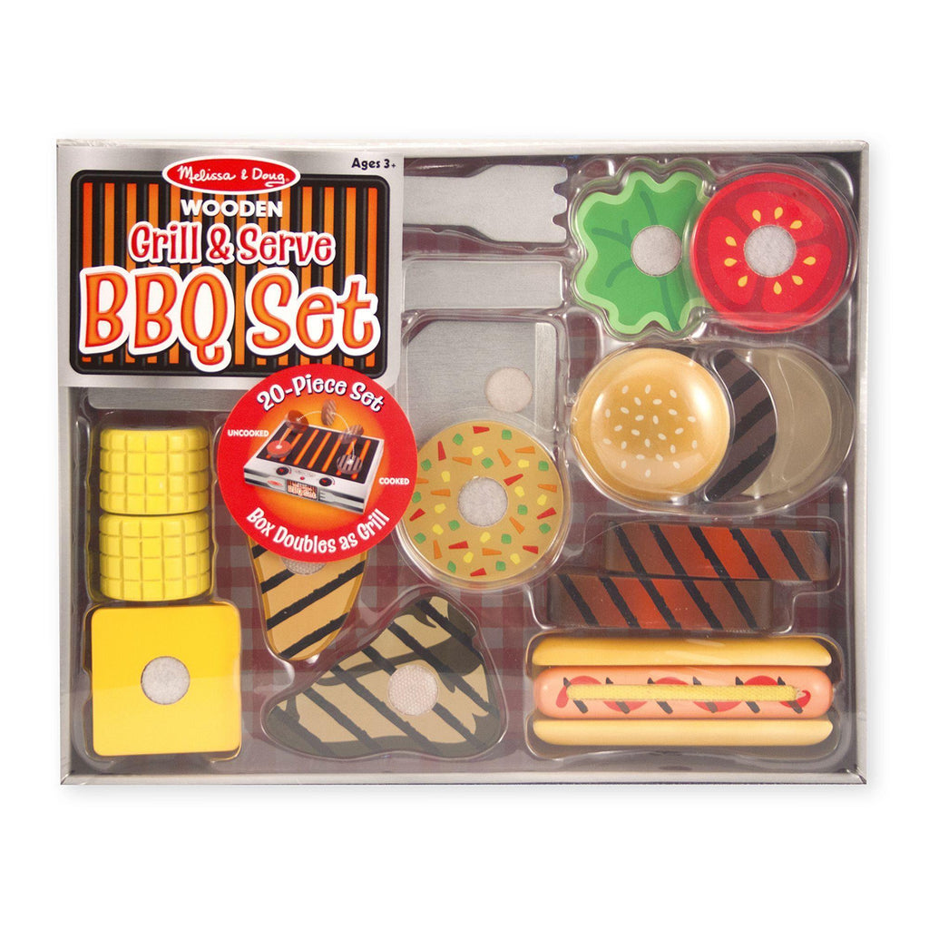 Melissa & Doug Grill and Serve BBQ Set with Wooden Play Food - TOYBOX Toy Shop