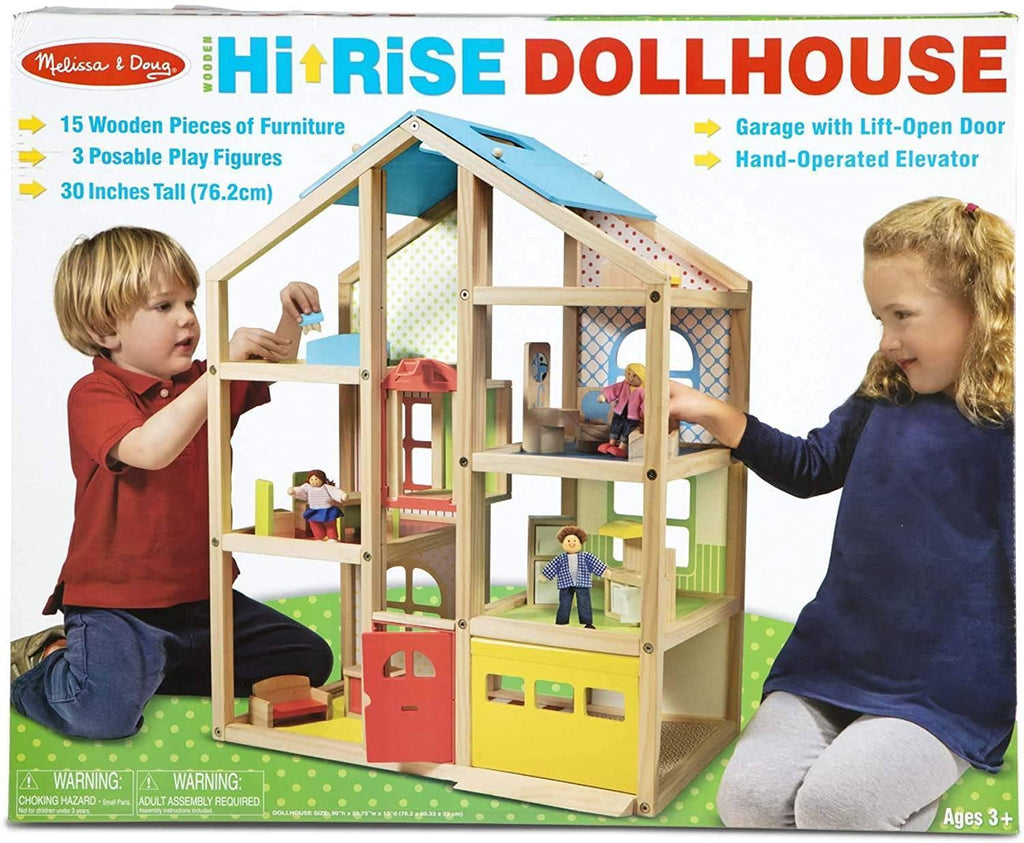 Melissa & Doug Hi-Rise Wooden Dollhouse and Furniture Set - TOYBOX