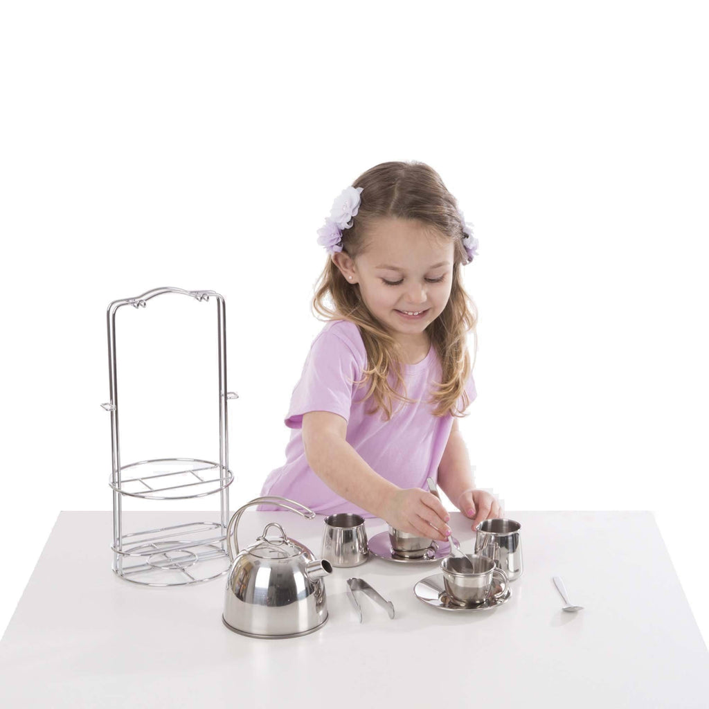 Melissa & Doug Stainless Steel Tea Set and Storage Stand - TOYBOX Toy Shop