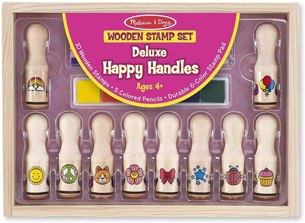 Melissa & Doug Wooden Stamp Set - Deluxe Happy Handles - TOYBOX