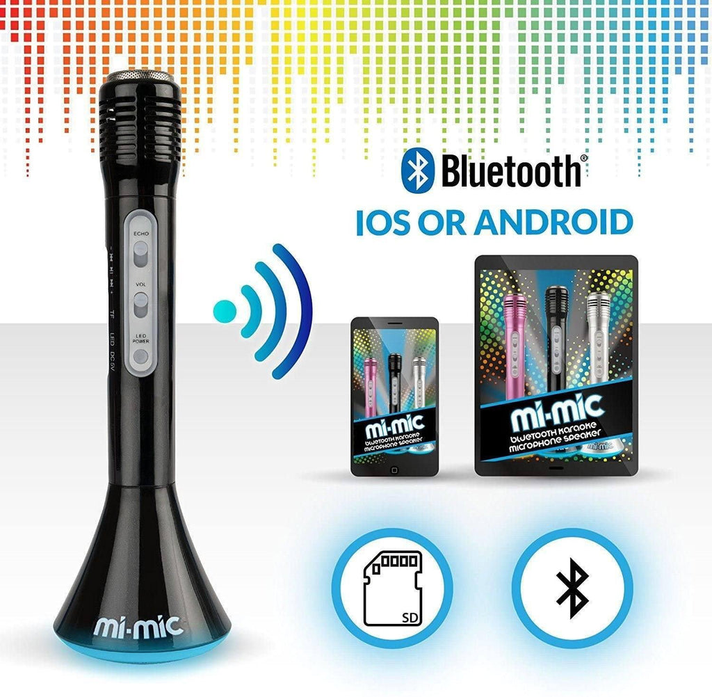 MI-MIC Karaoke Microphone Speaker with Wireless Bluetooth and LED Lights, Black - TOYBOX Toy Shop
