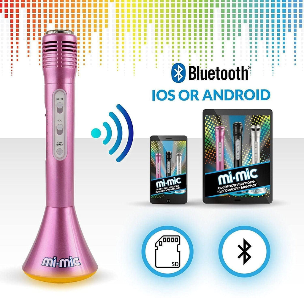 MI-MIC Karaoke Microphone Speaker with Wireless Bluetooth and LED Lights, Pink - TOYBOX Toy Shop