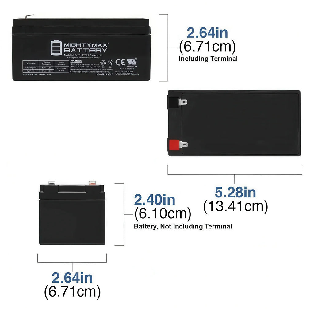 MIGHTY MAX 12V 3.4 AH Battery - TOYBOX Toy Shop