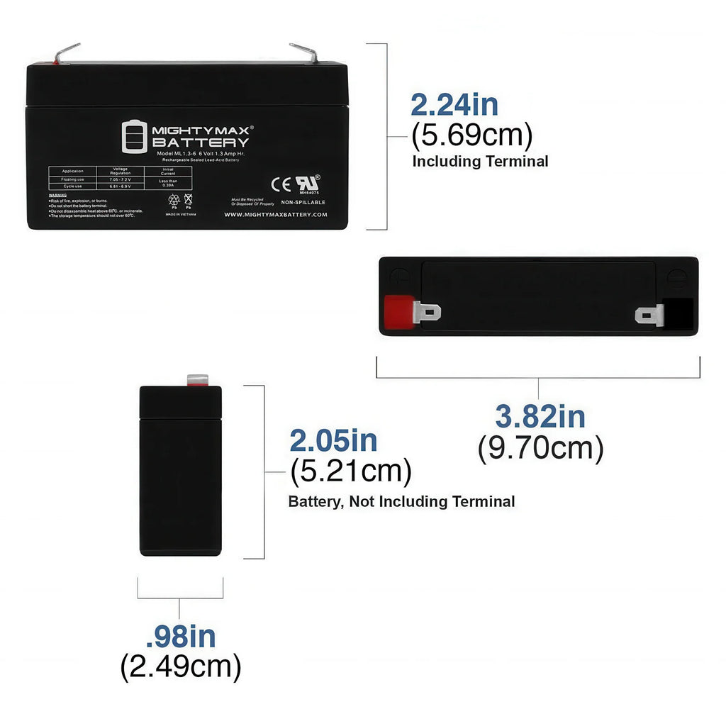 MIGHTY MAX 6V 1.3 AH Battery - TOYBOX Toy Shop