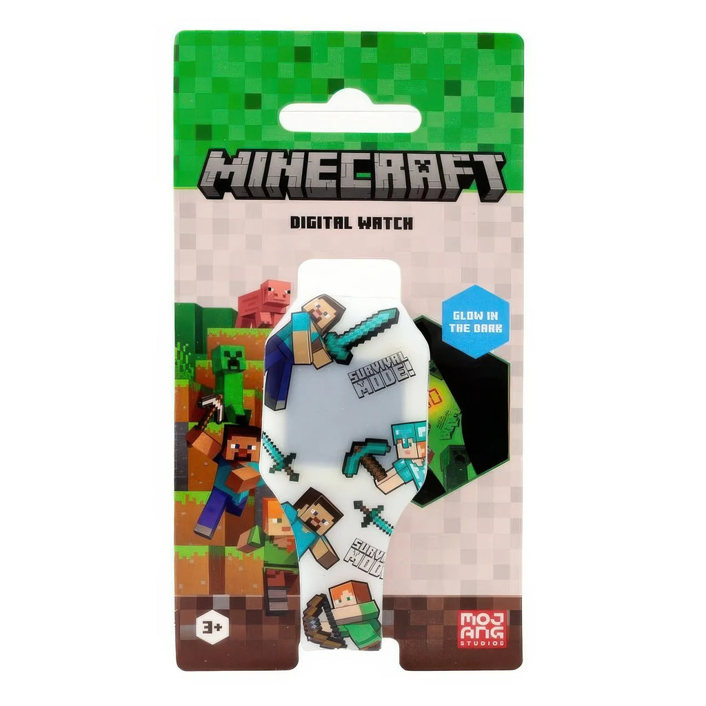 Minecraft Glow In The Dark Silicone Digital Watch - Assorted