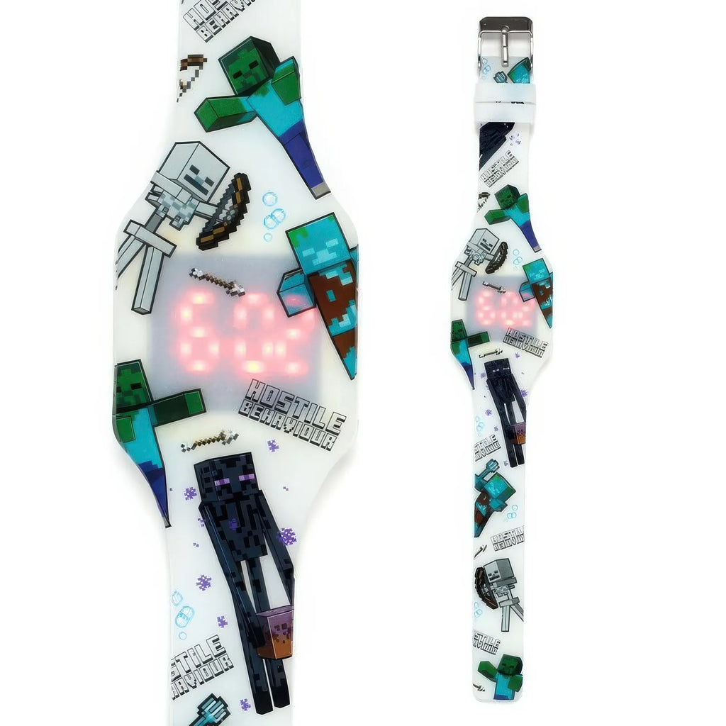 Minecraft Glow In The Dark Silicone Digital Watch - Assorted