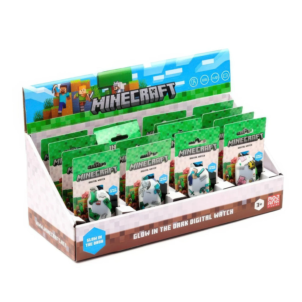 Minecraft Glow In The Dark Silicone Digital Watch - Assorted