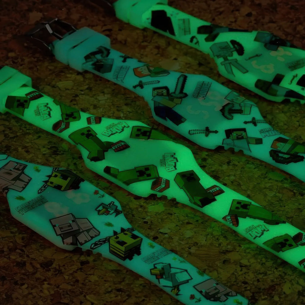 Minecraft Glow In The Dark Silicone Digital Watch - Assorted