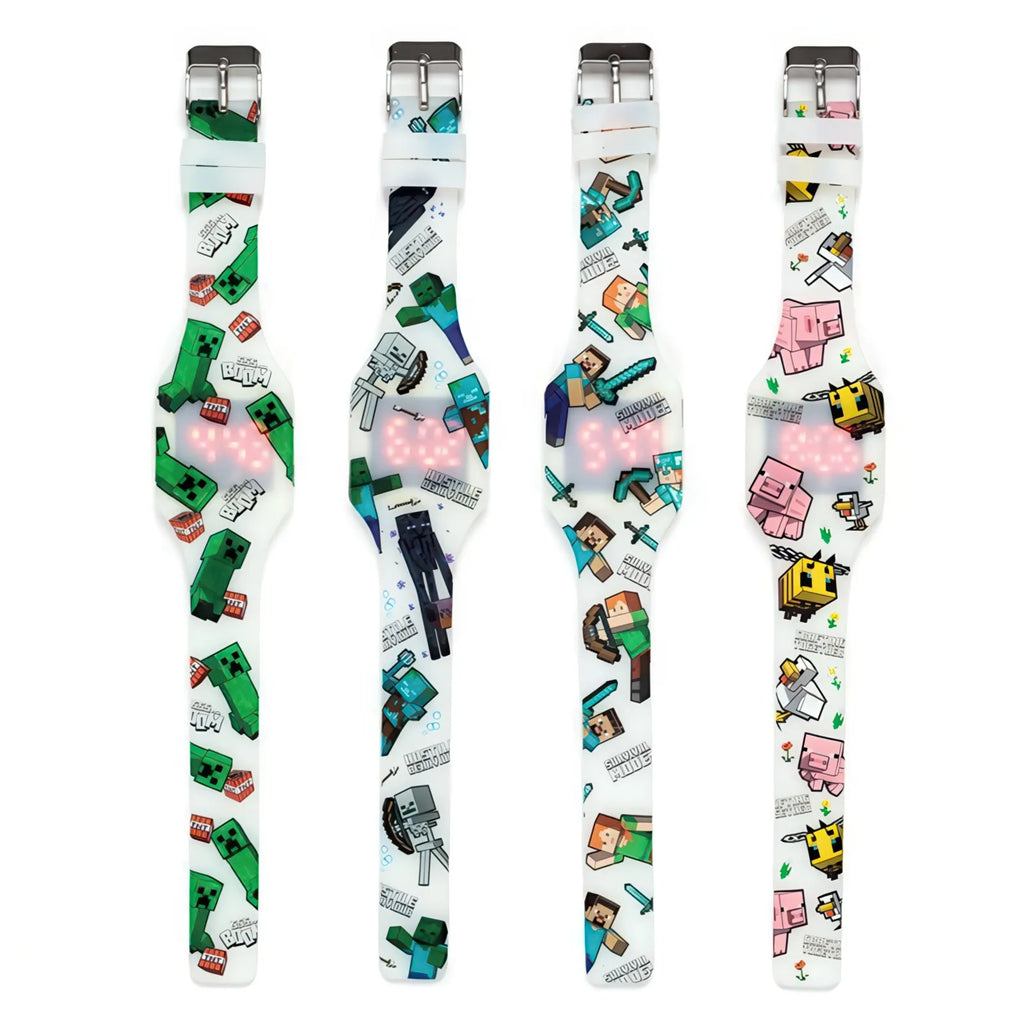 Minecraft Glow In The Dark Silicone Digital Watch - Assorted