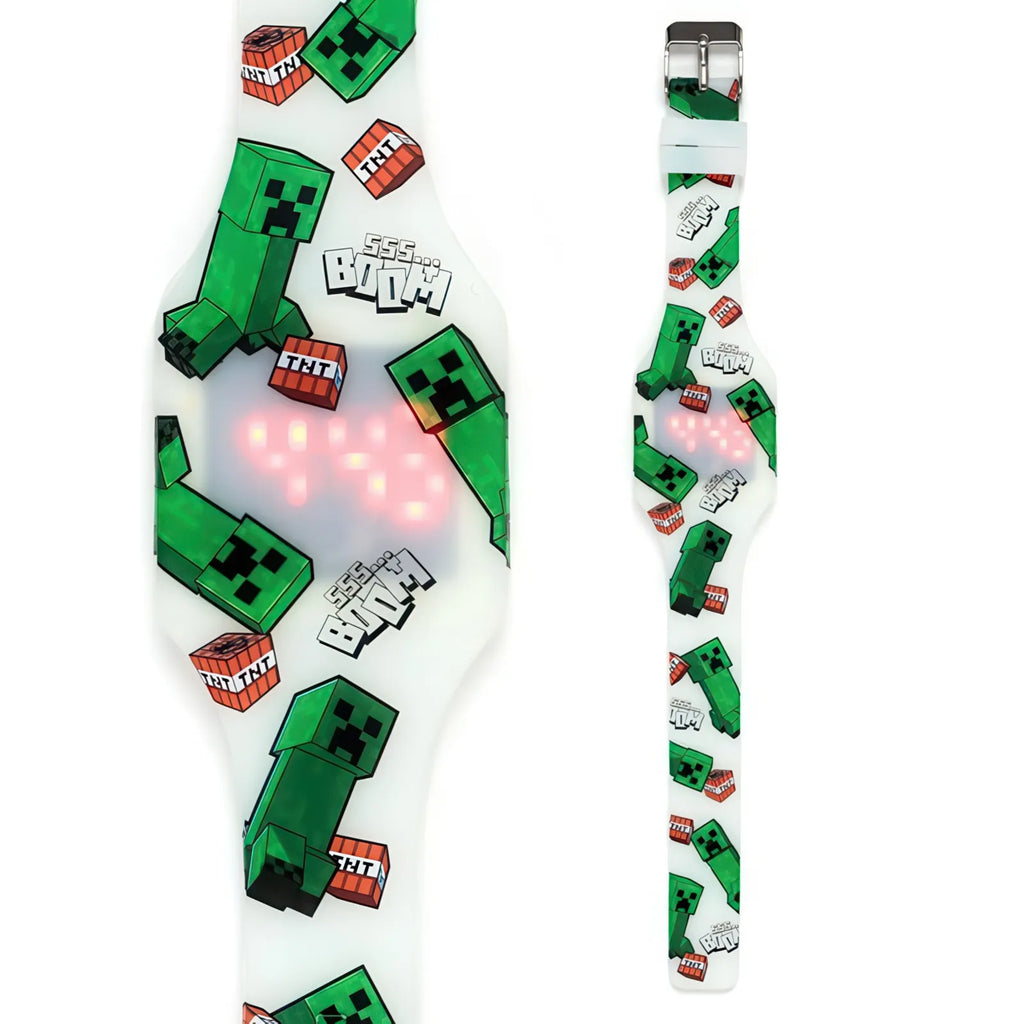 Minecraft Glow In The Dark Silicone Digital Watch - Assorted