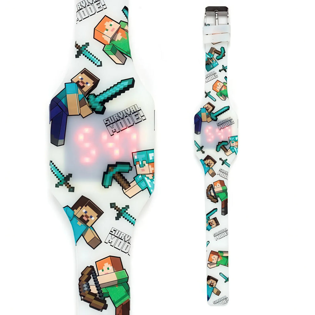 Minecraft Glow In The Dark Silicone Digital Watch - Assorted