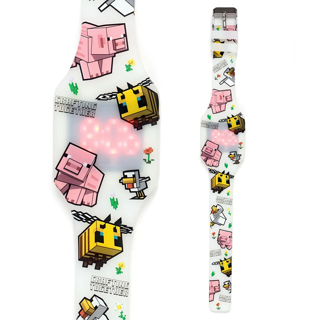 Minecraft Glow In The Dark Silicone Digital Watch - Assorted